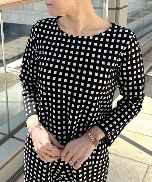 JENNE（ジェンヌ）の「エアリーチェックニット（ニット/セーター・レディース・ブラック/ホワイト・LARGE/MEDIUM/SMALL）」の20枚目の写真