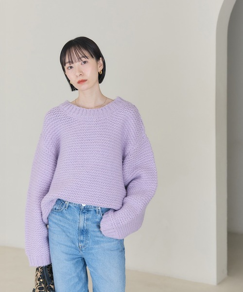 セール】ガーター編みニットプルオーバー（ニット/セーター