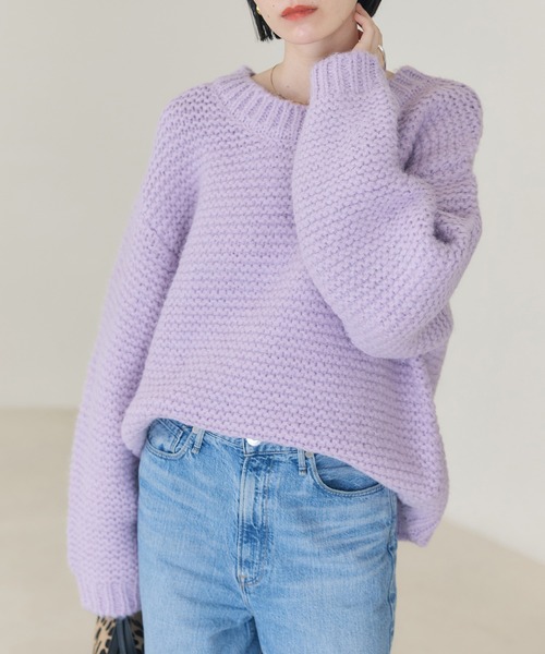 セール】ガーター編みニットプルオーバー（ニット/セーター