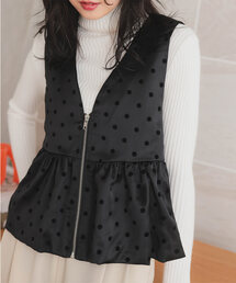 KOBE LETTUCE | サテンフロッキードットフロントジップベスト(ベスト)