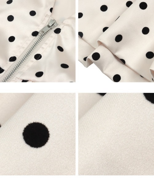 KOBE LETTUCE（コウベレタス）の「サテンフロッキードットフロントジップベスト（ベスト・レディース・ブラック/アイボリー・M）」の10枚目の写真