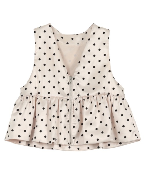 KOBE LETTUCE（コウベレタス）の「サテンフロッキードットフロントジップベスト（ベスト・レディース・ブラック/アイボリー・M）」の11枚目の写真