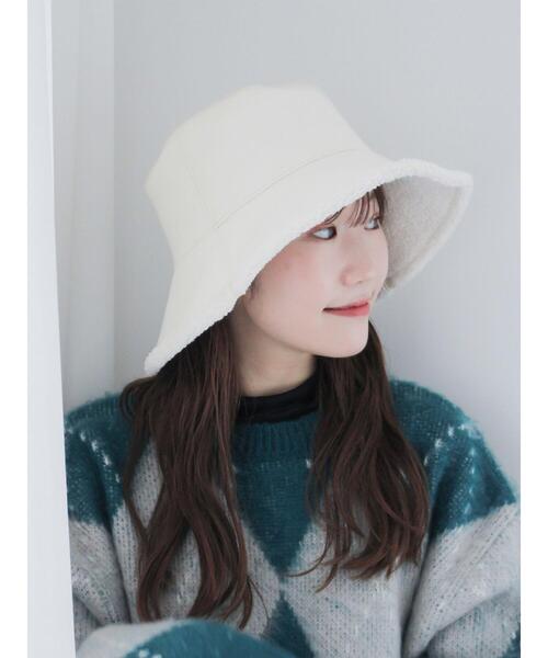 ehka sopo（エヘカソポ）の「リバーシブルボアムートンハット（ハット・レディース・ブラック/ブラウン/キナリ・F）」の2枚目の写真