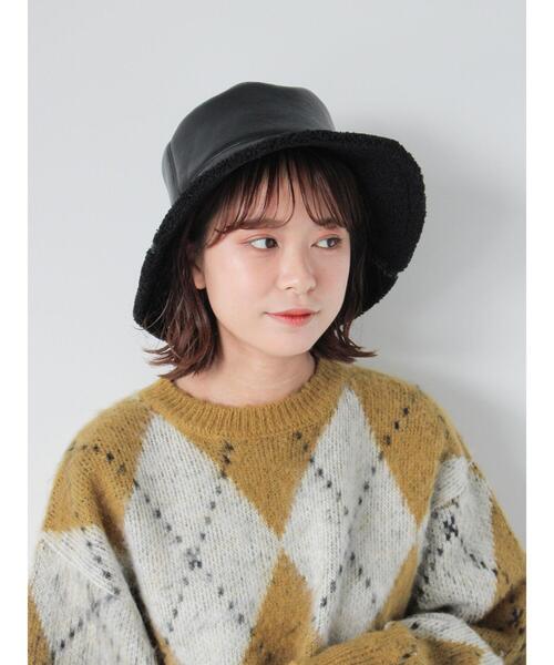 ehka sopo（エヘカソポ）の「リバーシブルボアムートンハット（ハット・レディース・ブラック/ブラウン/キナリ・F）」の4枚目の写真