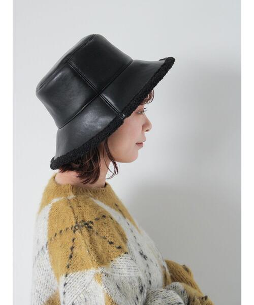 ehka sopo（エヘカソポ）の「リバーシブルボアムートンハット（ハット・レディース・ブラック/ブラウン/キナリ・F）」の5枚目の写真