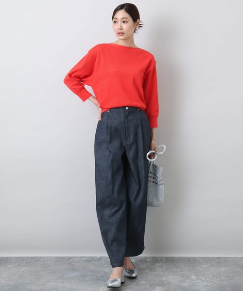 MK MICHEL KLEIN(エムケーミッシェルクラン)の「デニムライクバレルパンツ(デニムパンツ・レディース・ネイビー・38)」の4枚目の写真