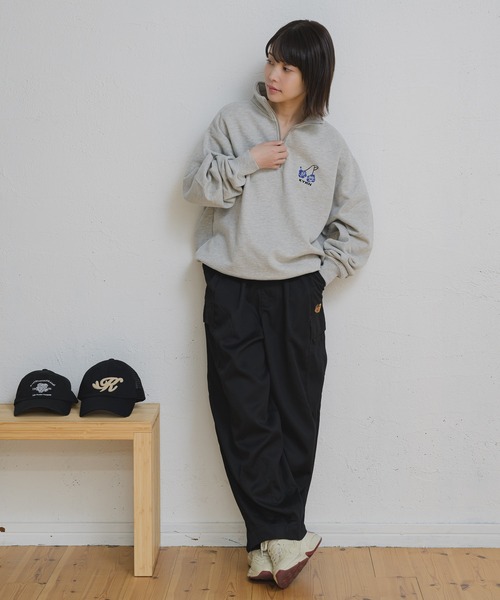 スウェット・トレーナー HUECLOSET Fruit Stripe Shirt SE32 cherry halfzip sweat / チェリーハーフジップスウェット