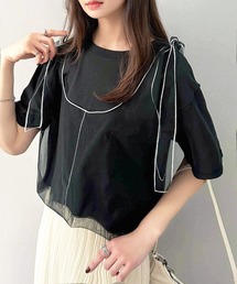 classicalelf | 華やかレイヤード！綿100％チュールドッキングマルチウェイ半袖トップス(Tシャツ/カットソー)