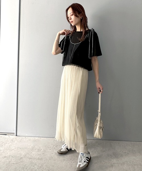 classicalelf（クラシカルエルフ）の「華やかレイヤード！綿100％チュールドッキングマルチウェイ半袖トップス（Tシャツ/カットソー・レディース・ホワイト/オートミール/チャコール/グレイッシュベージュ/ブラック・X-LARGE/SMALL/MEDIUM/LARGE）」の20枚目の写真