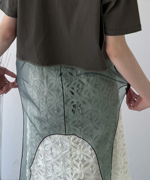classicalelf（クラシカルエルフ）の「華やかレイヤード！綿100％チュールドッキングマルチウェイ半袖トップス（Tシャツ/カットソー・レディース・ホワイト/オートミール/チャコール/グレイッシュベージュ/ブラック・X-LARGE/SMALL/MEDIUM/LARGE）」の7枚目の写真