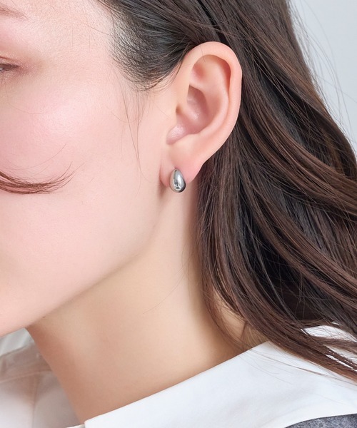 金属アレルギー対応】プックリハーフフープミニピアス/サージカル