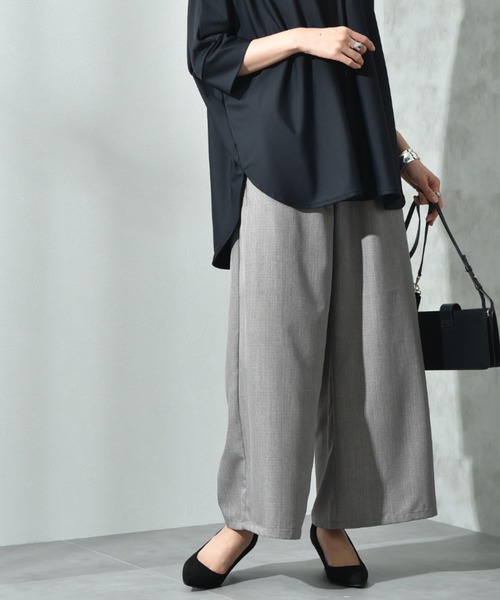 INTERPLANET（インタープラネット）の「麻調合繊ワイドパンツ（その他パンツ・レディース・グレー/ブラック/アイボリー/モカ・FREE）」の3枚目の写真