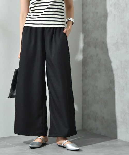 INTERPLANET（インタープラネット）の「麻調合繊ワイドパンツ（その他パンツ・レディース・グレー/ブラック/アイボリー/モカ・FREE）」の2枚目の写真