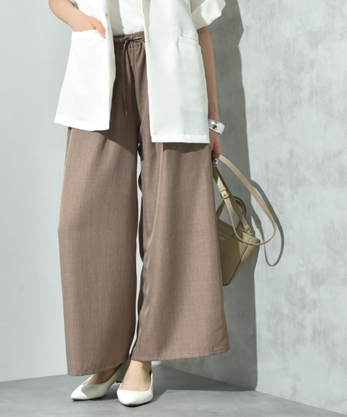 INTERPLANET（インタープラネット）の「麻調合繊ワイドパンツ（その他パンツ・レディース・グレー/ブラック/アイボリー/モカ・FREE）」の4枚目の写真