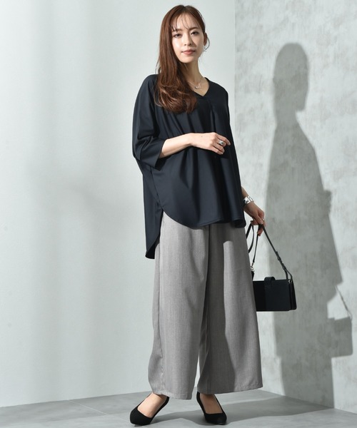 INTERPLANET（インタープラネット）の「麻調合繊ワイドパンツ（その他パンツ・レディース・グレー/ブラック/アイボリー/モカ・FREE）」の6枚目の写真