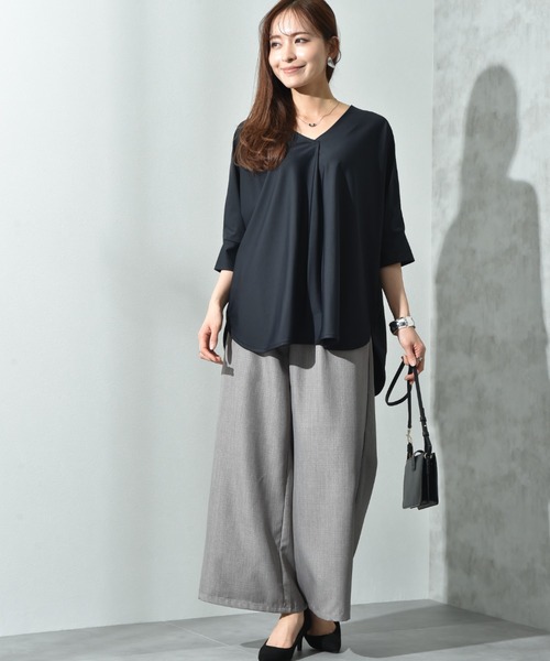 INTERPLANET（インタープラネット）の「麻調合繊ワイドパンツ（その他パンツ・レディース・グレー/ブラック/アイボリー/モカ・FREE）」の7枚目の写真