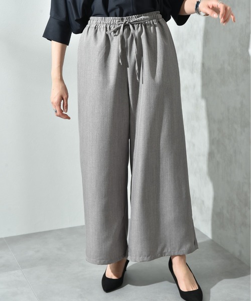 INTERPLANET（インタープラネット）の「麻調合繊ワイドパンツ（その他パンツ・レディース・グレー/ブラック/アイボリー/モカ・FREE）」の8枚目の写真