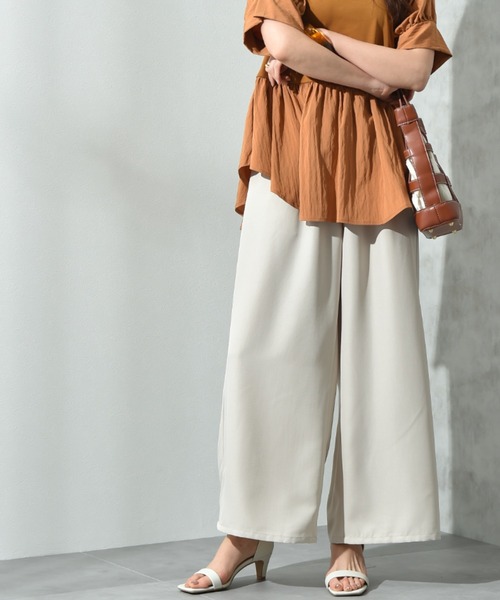 INTERPLANET（インタープラネット）の「麻調合繊ワイドパンツ（その他パンツ・レディース・グレー/ブラック/アイボリー/モカ・FREE）」の16枚目の写真