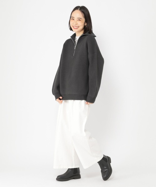studio CLIP(スタディオクリップ)の「7ゲージハーフジッププルオーバー(ニット/セーター・レディース・ブルー/アイボリー/スモーク・FREE)」の5枚目の写真
