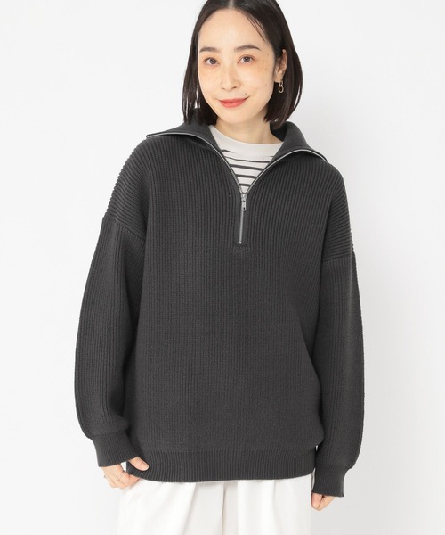 studio CLIP(スタディオクリップ)の「7ゲージハーフジッププルオーバー(ニット/セーター・レディース・ブルー/アイボリー/スモーク・FREE)」の6枚目の写真