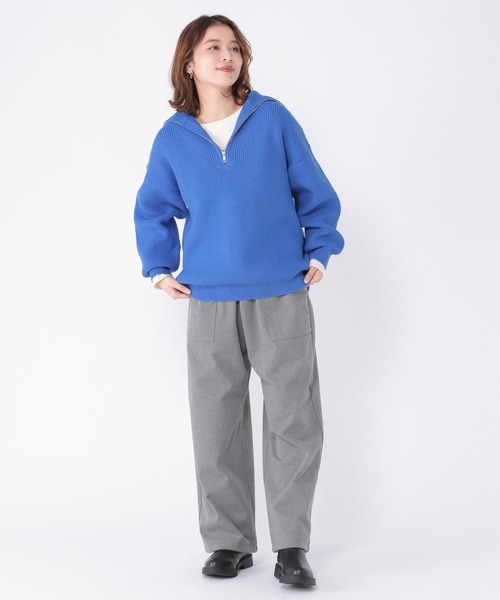 studio CLIP(スタディオクリップ)の「7ゲージハーフジッププルオーバー(ニット/セーター・レディース・ブルー/アイボリー/スモーク・FREE)」の10枚目の写真