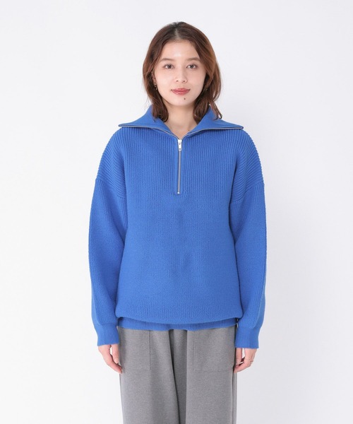 studio CLIP(スタディオクリップ)の「7ゲージハーフジッププルオーバー(ニット/セーター・レディース・ブルー/アイボリー/スモーク・FREE)」の13枚目の写真