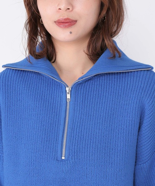 studio CLIP(スタディオクリップ)の「7ゲージハーフジッププルオーバー(ニット/セーター・レディース・ブルー/アイボリー/スモーク・FREE)」の16枚目の写真
