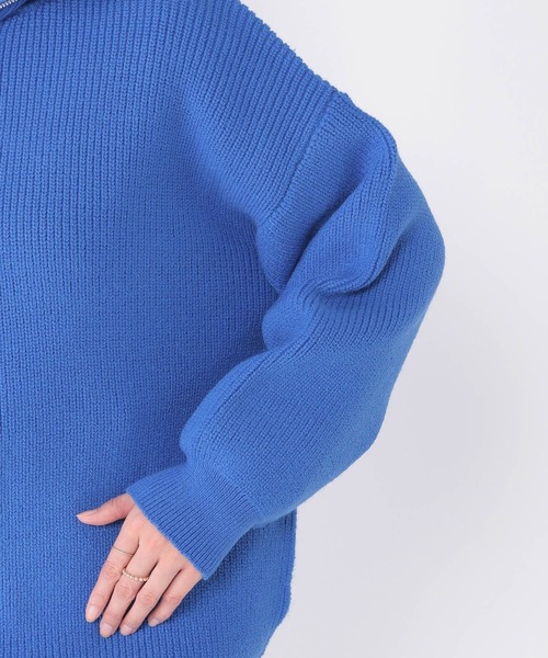 studio CLIP(スタディオクリップ)の「7ゲージハーフジッププルオーバー(ニット/セーター・レディース・ブルー/アイボリー/スモーク・FREE)」の18枚目の写真