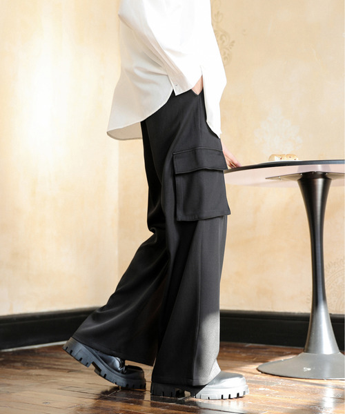 neos（ネオス）の「【neos】ルーズシルエット ワイド スラックス カーゴ パンツ（スラックス・メンズ・ブラック/チャコールグレー・MEDIUM/LARGE）」の7枚目の写真