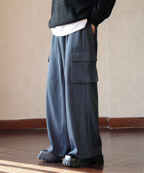 neos（ネオス）の「【neos】ルーズシルエット ワイド スラックス カーゴ パンツ（スラックス・メンズ・ブラック/チャコールグレー・MEDIUM/LARGE）」の9枚目の写真