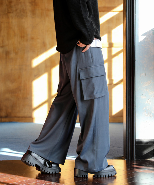 neos（ネオス）の「【neos】ルーズシルエット ワイド スラックス カーゴ パンツ（スラックス・メンズ・ブラック/チャコールグレー・MEDIUM/LARGE）」の11枚目の写真