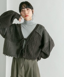 KBF | ケーブルパッチワークニットカーディガン(カーディガン/ボレロ)