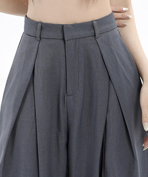 DAY CLOSET（デイ クローゼット）の「レディース 履くだけで美シルエット。クロスタックハイウエストワイドスラックス（スラックス・レディース・ブラック/グレー・XL/L/M/S/XS）」の17枚目の写真