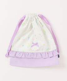 Kids Foret（キッズフォーレ）の「お花・うさぎ総柄巾着袋【M】（ポーチ）」