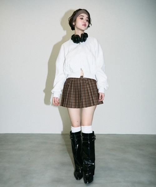 セール】wool like touch pleats check mini skirt / ウール