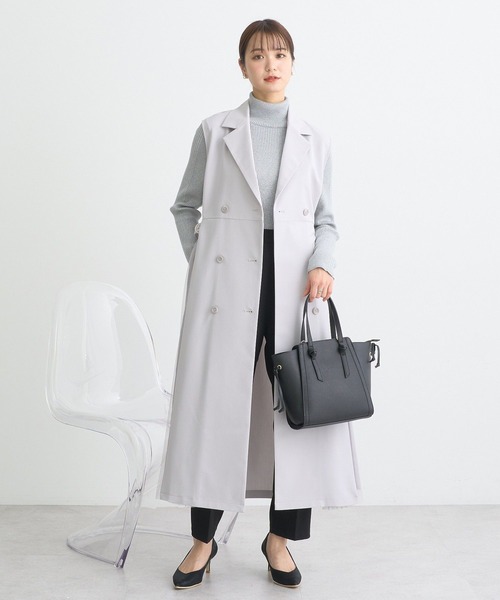 earth music&ecology（アースミュージックアンドエコロジー）の「サイドプリーツジレンチ（トレンチコート・レディース・グレー/ブラック/ライトベージュ・FREE）」の4枚目の写真