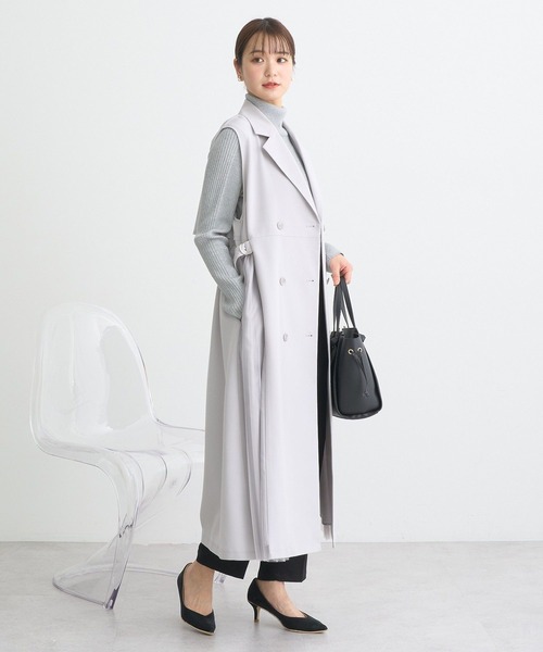 earth music&ecology（アースミュージックアンドエコロジー）の「サイドプリーツジレンチ（トレンチコート・レディース・グレー/ブラック/ライトベージュ・FREE）」の5枚目の写真