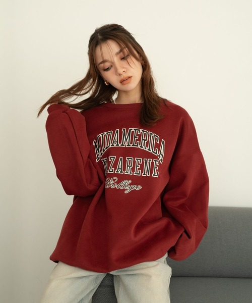 Nu(ニュー)の「【Nu】カレッジスウェット(Tシャツ/カットソー・レディース・ブラック/レッド/ライトグレー/ネイビー・M)」の4枚目の写真