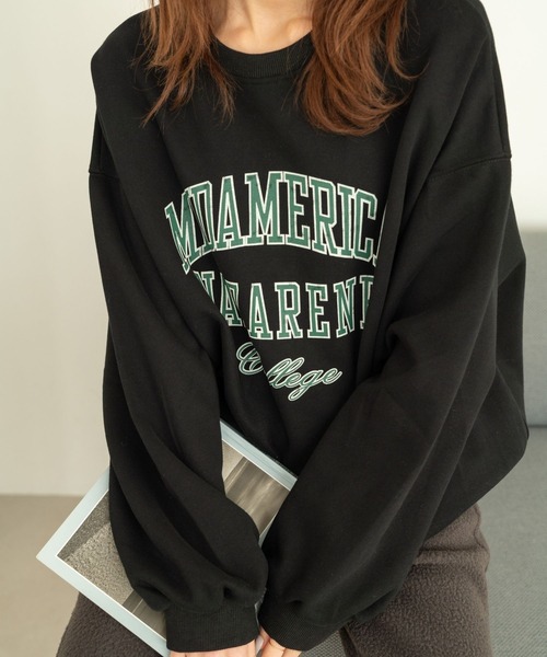 Nu(ニュー)の「【Nu】カレッジスウェット(Tシャツ/カットソー・レディース・ブラック/レッド/ライトグレー/ネイビー・M)」の1枚目の写真