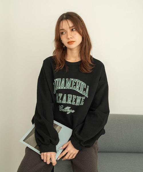 Nu(ニュー)の「【Nu】カレッジスウェット(Tシャツ/カットソー・レディース・ブラック/レッド/ライトグレー/ネイビー・M)」の14枚目の写真