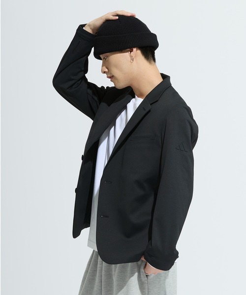 アディダス テーラードジャケット CLIMALITE adidas テーラードジャケット CLIMALITE ロゴ ジップ 黒