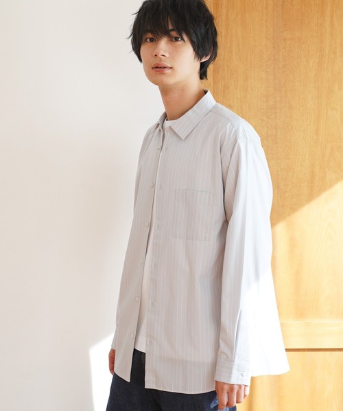 GLOBAL WORK（グローバルワーク）の「サラサマレギュラーシャツ/長袖/234563（シャツ/ブラウス・メンズ・ブルー/ネイビー系9/ブラック/グレイッシュベージュ/ブルー系その他4/ブルー系6/チャコール/ネイビー/ホワイト/ベージュ系その他/グリーン/ブルー系その他7・SMALL/MEDIUM/LARGE/X-LARGE/XX-LARGE/X-SMALL/3XL）」の22枚目の写真