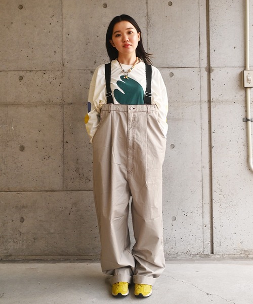 【美品】ROSE BUD リーフ柄オーバーオール オレンジ ローズバッド ROSE BUD 麻ブレンドスキッパーワンピース