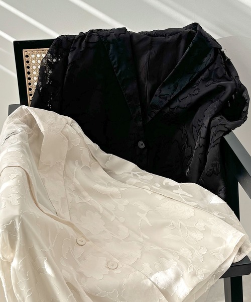 Futier land(フューティアランド)の「【オケージョン対応】ジャガードフラワーシアーテーラードジャケット(テーラードジャケット・レディース・ブラック/アイボリー・FREE)」の21枚目の写真