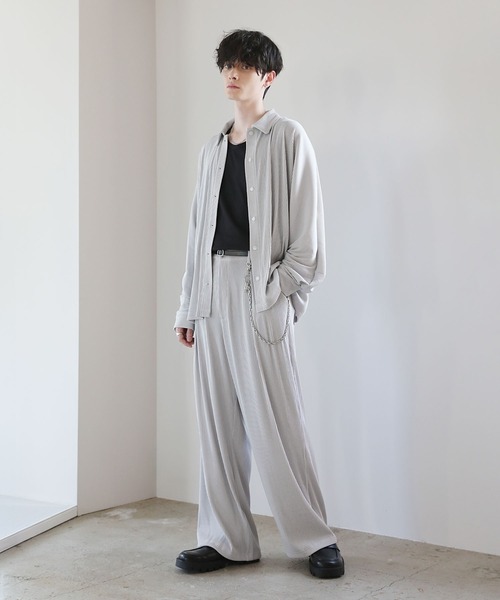 ASTRONOMY（アストロノミー）の「【セットアップ対応】ビッグシルエットプリーツドルマンシャツ（シャツ/ブラウス・メンズ・ブラック/グレー/チャコール・S/M/L）」の19枚目の写真