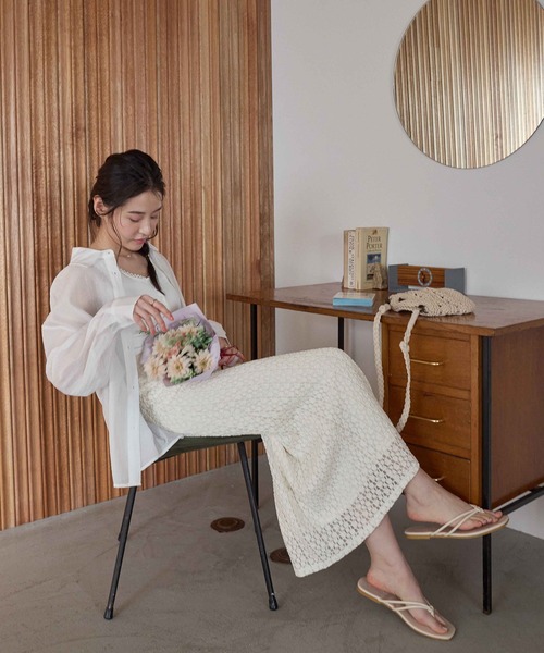 CHAN ME（チャンミ）の「花柄カットレーススカート（スカート・レディース・ブラック/ホワイト/ベージュ・MEDIUM/LARGE/X-LARGE）」の9枚目の写真