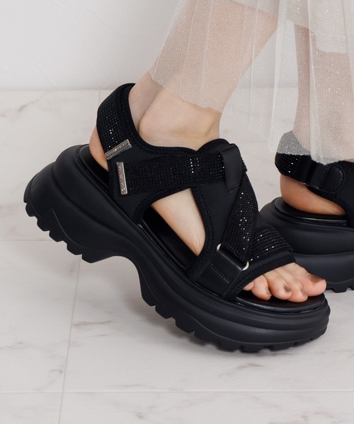 HIMIKO（ヒミコ）の「【HIMIKO】ラインストーンベルトスポサン/657203（サンダル・レディース・ブルー/ブラック/ベージュ・LARGE/X-LARGE/MEDIUM/SMALL）」の6枚目の写真