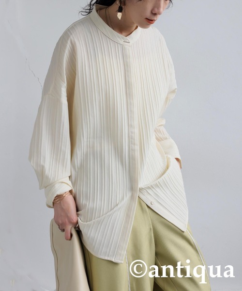 antiqua(アンティカ)の「シルバーボタンシャツ(シャツ/ブラウス・レディース・ライム/オフホワイト/ブラック・ONESIZE)」の5枚目の写真