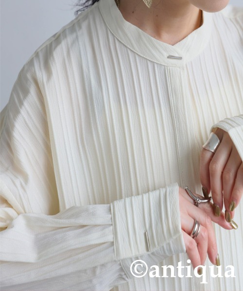 antiqua(アンティカ)の「シルバーボタンシャツ(シャツ/ブラウス・レディース・ライム/オフホワイト/ブラック・ONESIZE)」の6枚目の写真