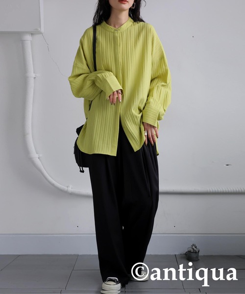 antiqua(アンティカ)の「シルバーボタンシャツ(シャツ/ブラウス・レディース・ライム/オフホワイト/ブラック・ONESIZE)」の13枚目の写真